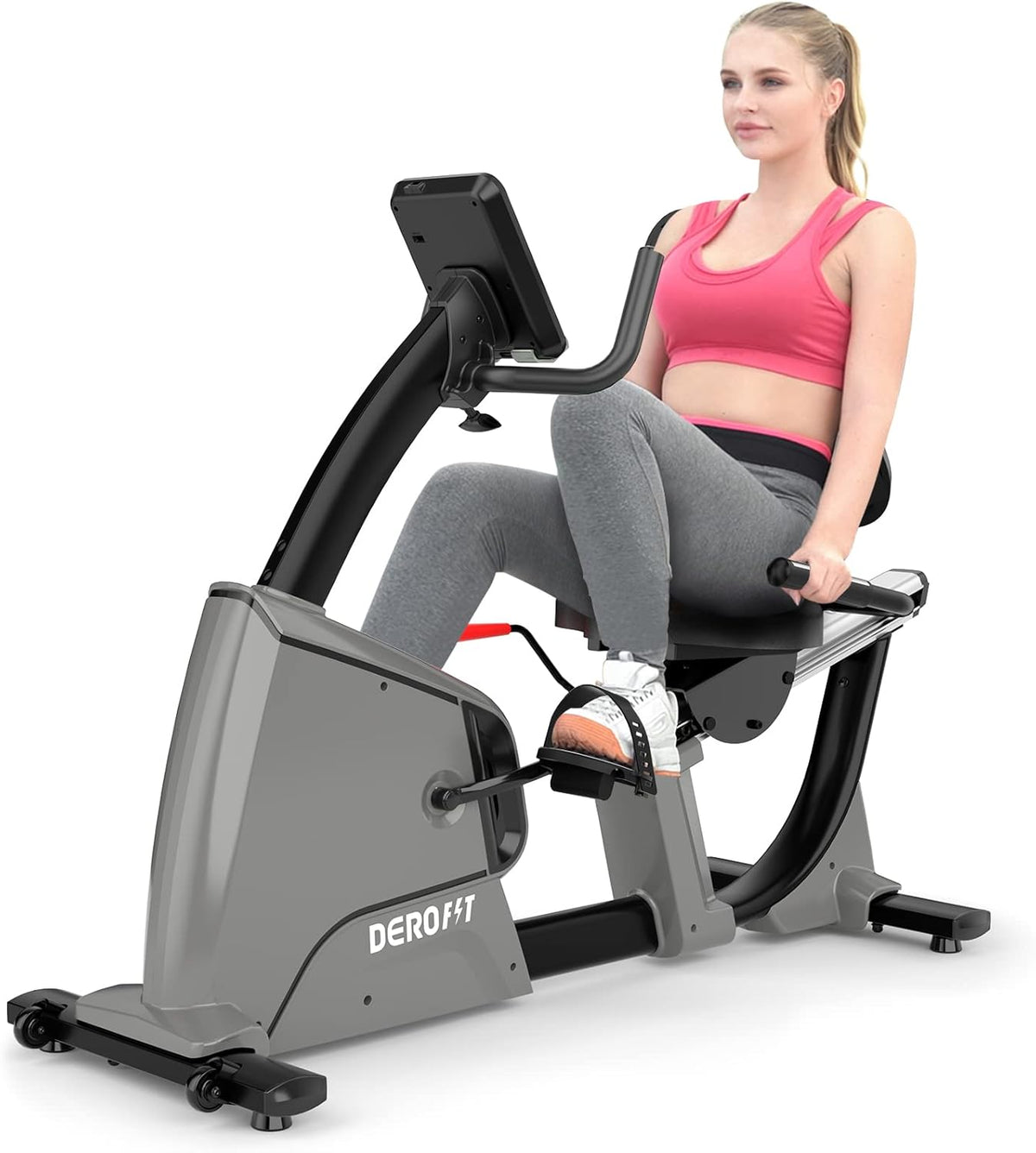 Recumbent Exercise Bike Electromagnetic, 32 Levels Resistance, Adjustable Seat, Oversized Pedal, 330Lbs Weight Capacity N4182