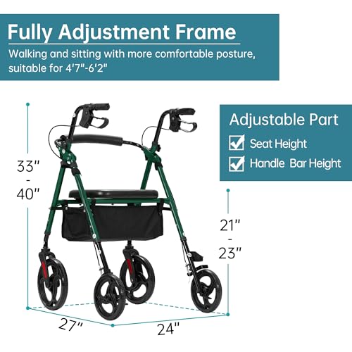 Green Rollator Walker with 10" Wheels L280216
