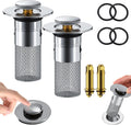 2PCS 304 Stainless Steel Pop-Up Sink Drain Strainer with Removable Filter Basket Z535396