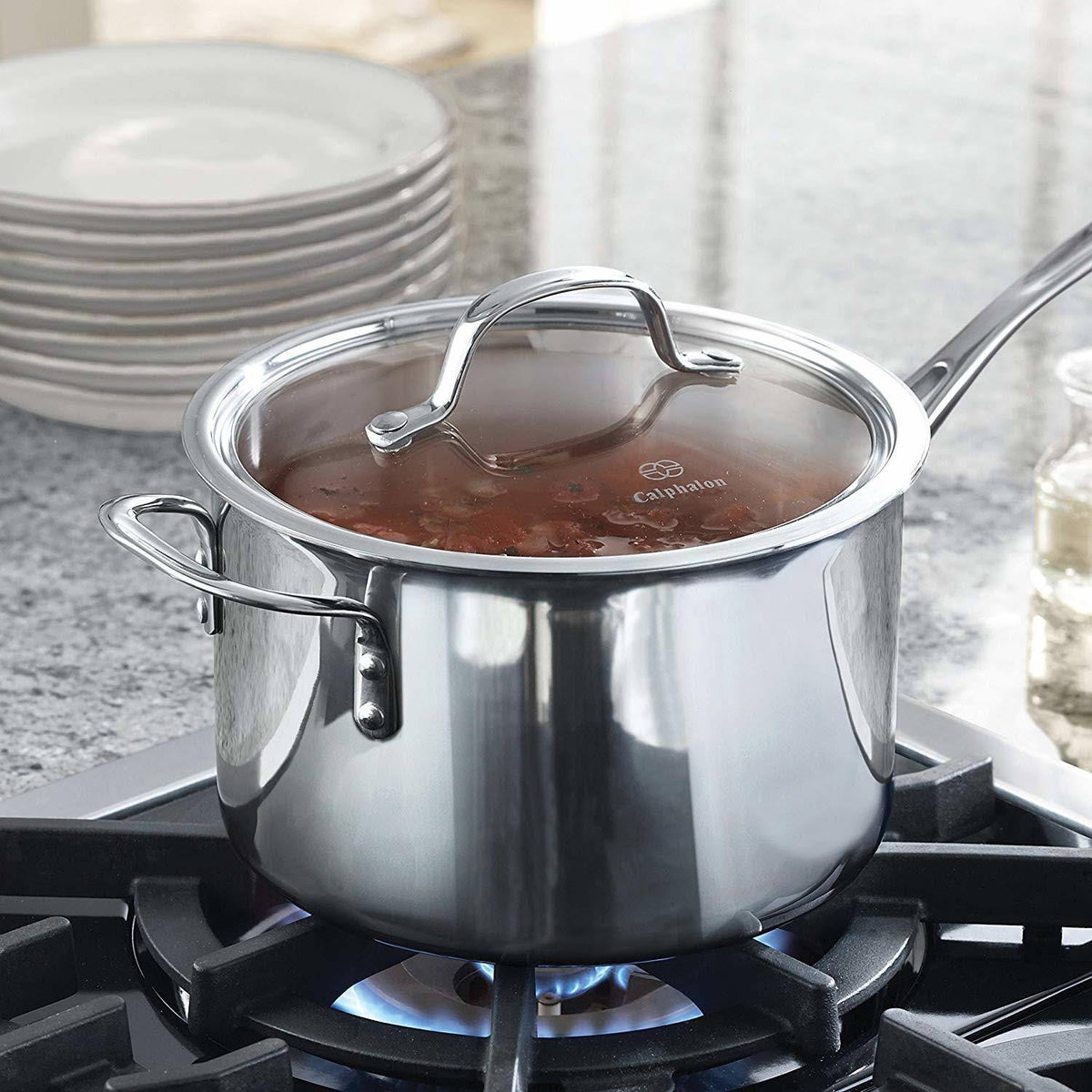 Tri-Ply Stainless Steel 4-1/2-Quart Sauce Pan with Cover T13487