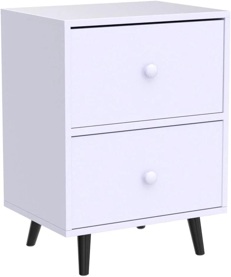 White 2 Drawer Nightstand H191