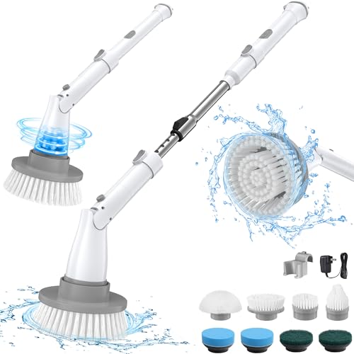 Cordless Electric Spin Scrubber with 2 Adjustable Speeds and 4 Replaceable Heads W52601