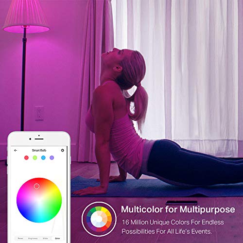 4 Count Smart WiFi Light Bulbs, Multicolor A19 9W 800 Lumens G49073