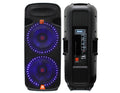 Dual 15-inch 3-Way Portable Speaker with Built-In LED Light Bluetooth USB and FM Radio R1097