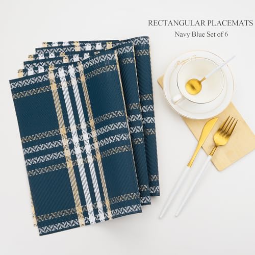 Gold Placemats Set of 6 Rectangle Vinyl Table Mats U3946