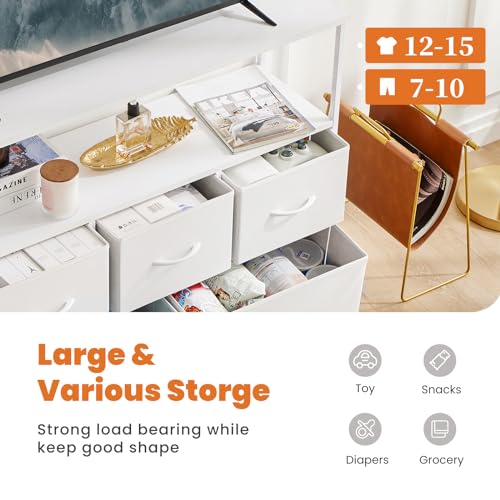5 Fabric Drawer Dresser TV Stand with Open Shelf S1699
