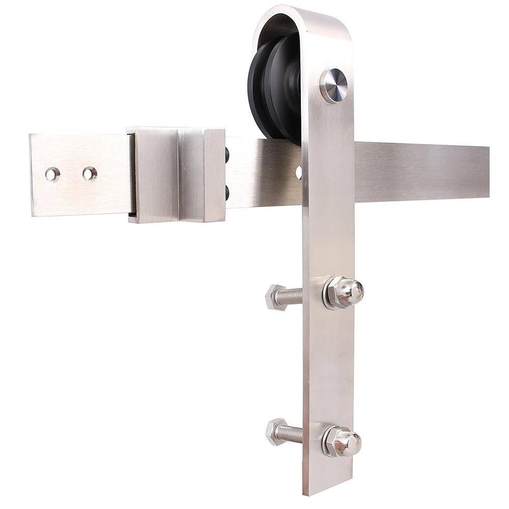 24 in. x 84 in. Weather Gray Stained Solid Knotty Pine Wood Interior Sliding Barn Door with Sliding Hardware Kit X166