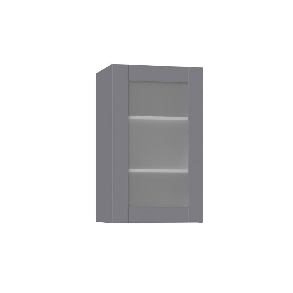 Gray Wall Cabinet with Frosted Glass Door O49904