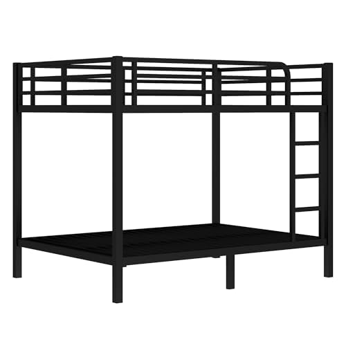 Heavy Duty Black Twin XL Over Twin XL Bunk Bed Frame with Ladder M7532