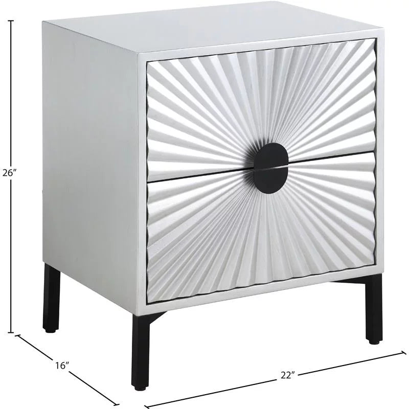 Antique Silver and Matte Black Side Table Set of 2 Y9679
