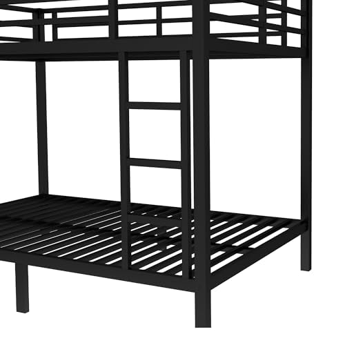 Heavy Duty Black Twin XL Over Twin XL Bunk Bed Frame with Ladder M7532