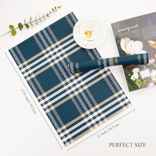 Gold Placemats Set of 6 Rectangle Vinyl Table Mats U3946
