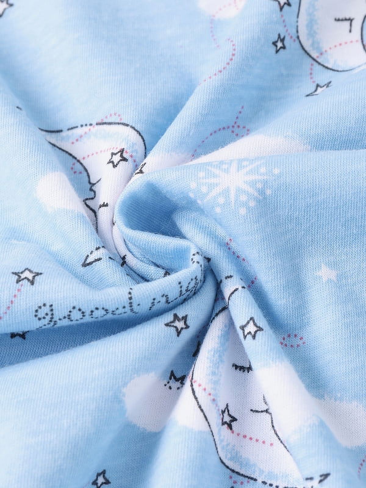 Cotton Short Sleeve Cartoon Printed Night Shirts (Blue Moon, M) U471