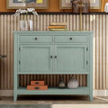 Retro Green Console Table with 2 Drawers, 2 Cabinets and 1 Shelf F22010