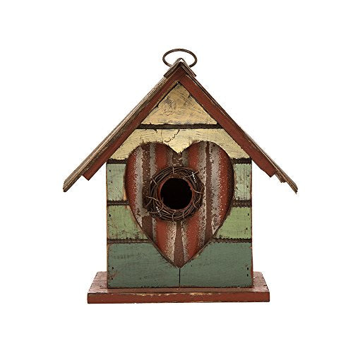 Hanging Bird House Distressed Wooden Birdhouse U568985
