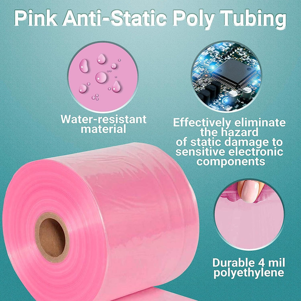 Pink Anti-Static Poly Tubing 24 X 1075 4 mil B52759
