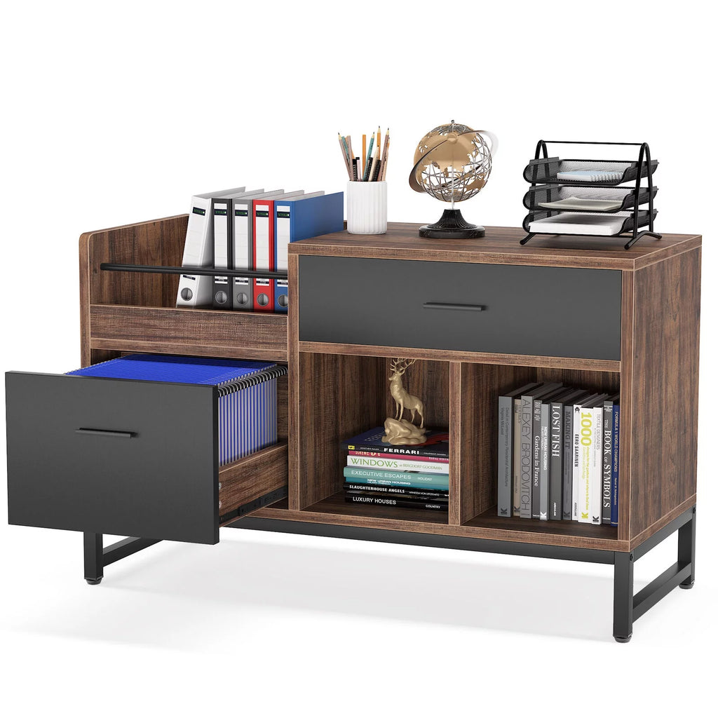 2 Drawer Wood File Cabinet with Storage Shelves H88940