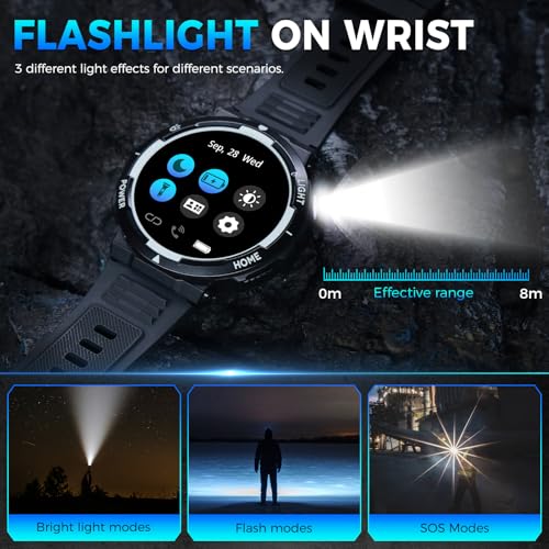 1.53” Rugged Smart Watch with LED Flashlight A85717