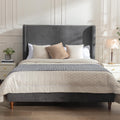 Queen Size Upholstered Platform Bed with Wingback Headboard P56330