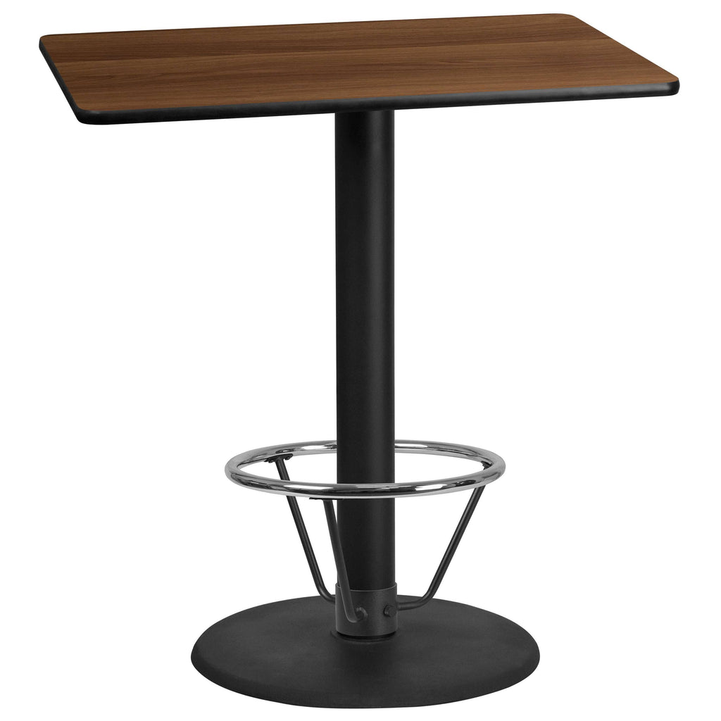 Walnut Laminate Top Bar Height Table with Round Base O705773