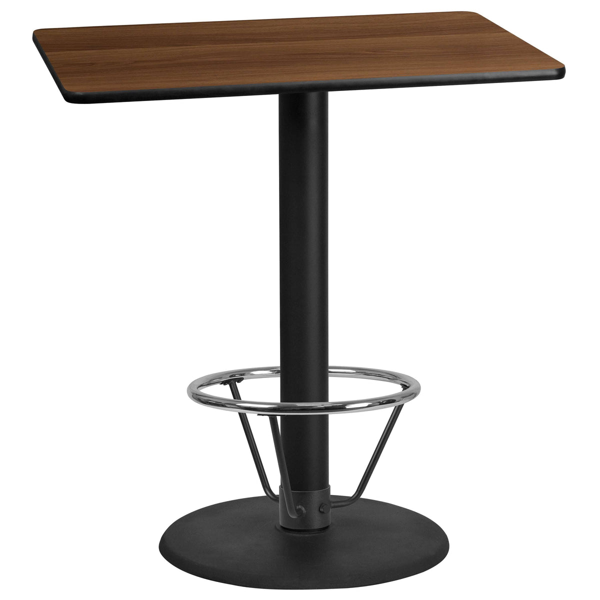 Walnut Laminate Top Bar Height Table with Round Base O705773