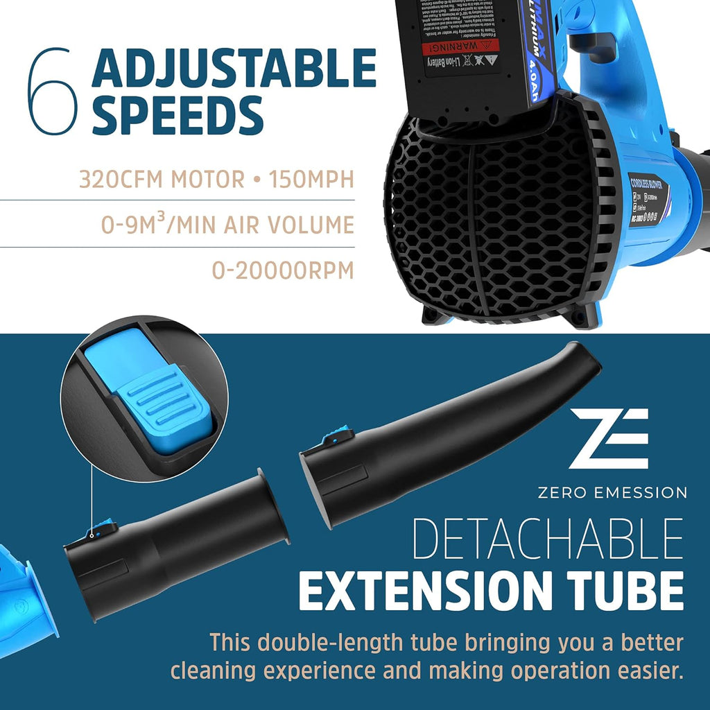 320 CFM 150 MPH Cordless Leaf Blower with Battery & Charger Y374842