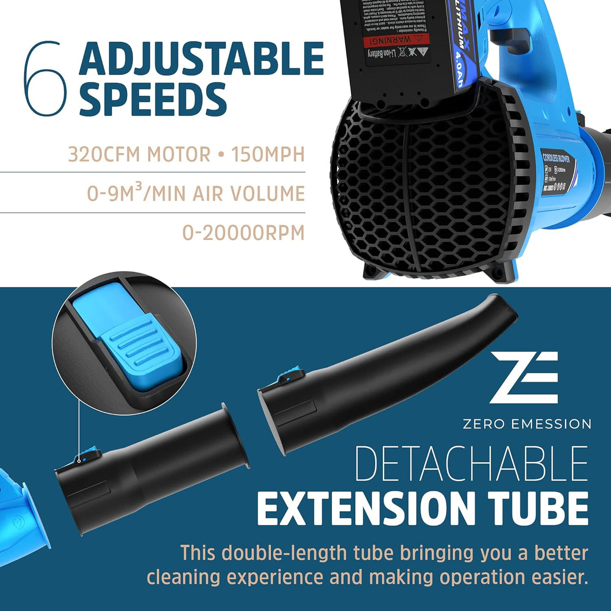320 CFM 150 MPH Cordless Leaf Blower with Battery & Charger Y374842