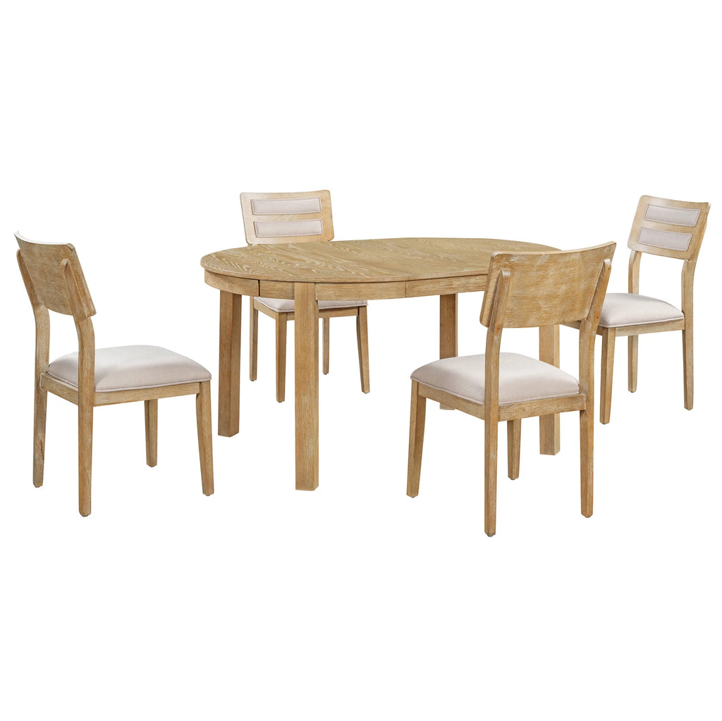 5 Piece Extendable Dining Table Set with 4 Upholstered Chairs Y363