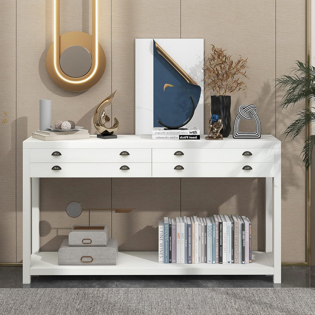 Green Wood Console Table with 2 Drawers K53441