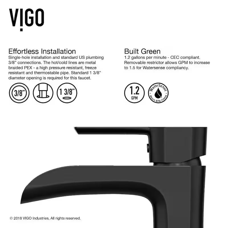 Single Handle Vessel Faucet in Matte Black V964745
