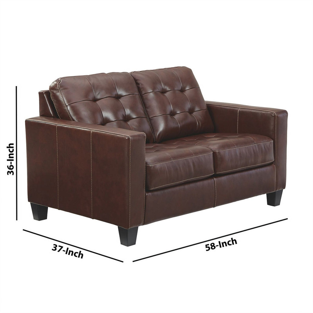 Brown Leatherette Loveseat with Track Armrests G298778