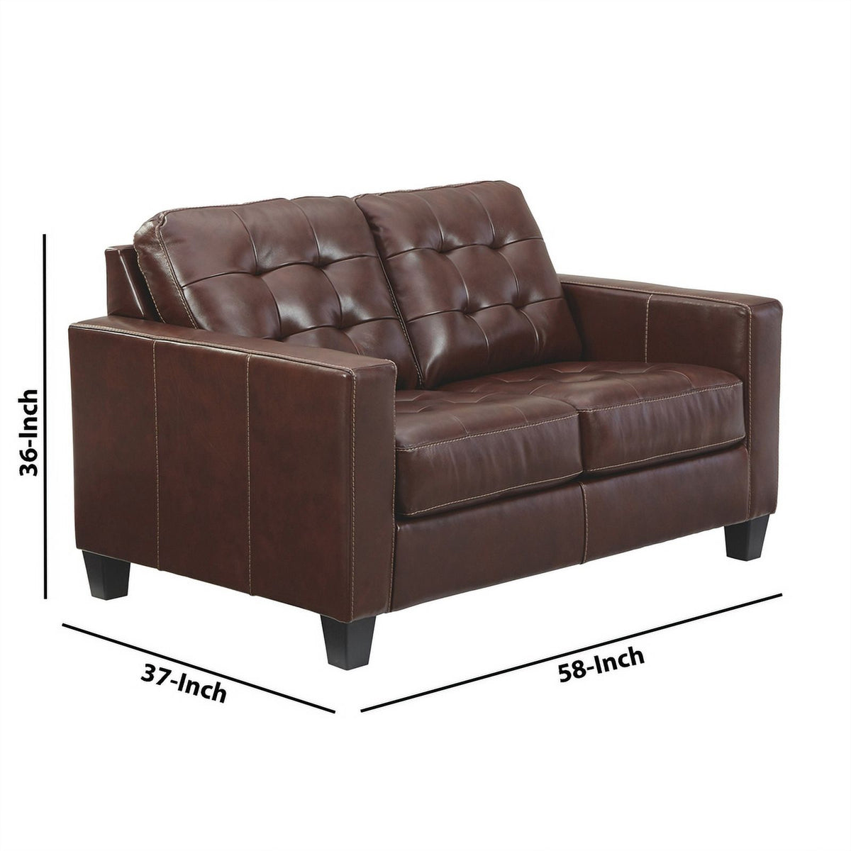 Brown Leatherette Loveseat with Track Armrests G298778