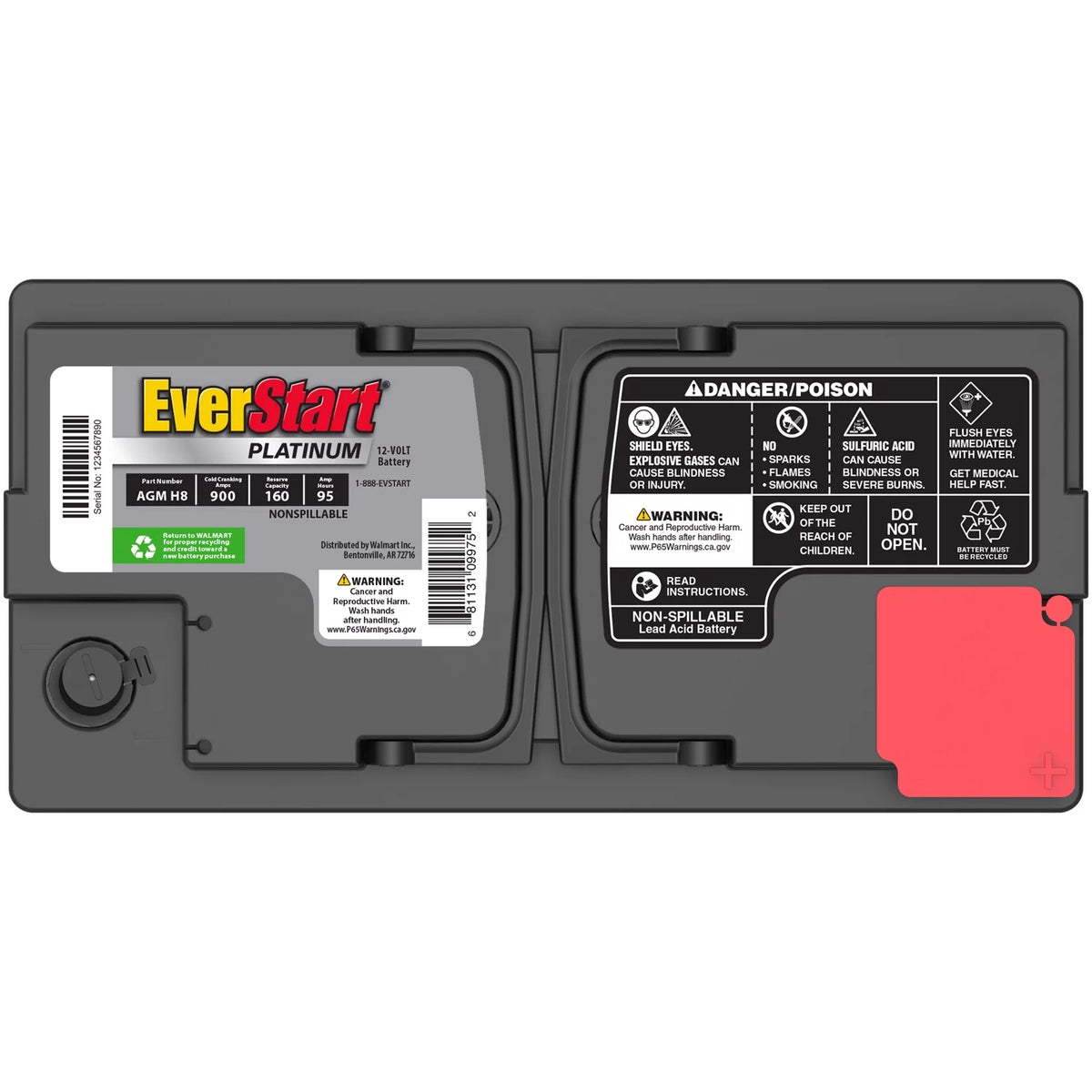 Platinum AGM Automotive Battery, Group Size H8 / LN5 / 49 12 Volt, 850 CCA 150 RC K4789