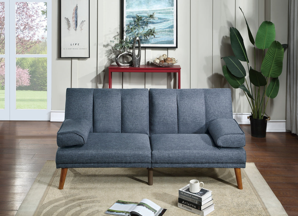 Navy Polyfiber Sectional Sofa with Chaise S55141