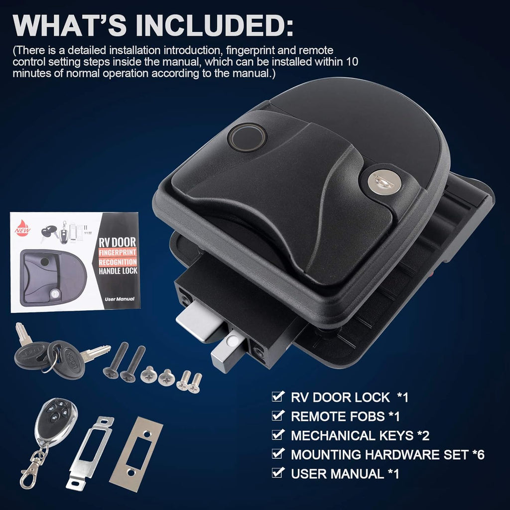 RV Door Lock with Fingerprint Unlock, Aluminum Alloy F937