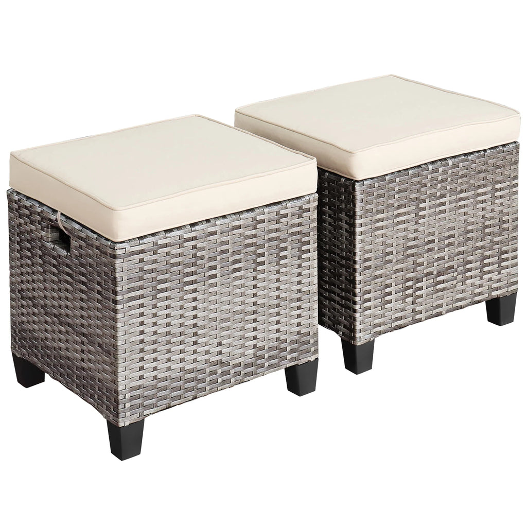 Turquoise Rattan Cushioned Ottoman K7948