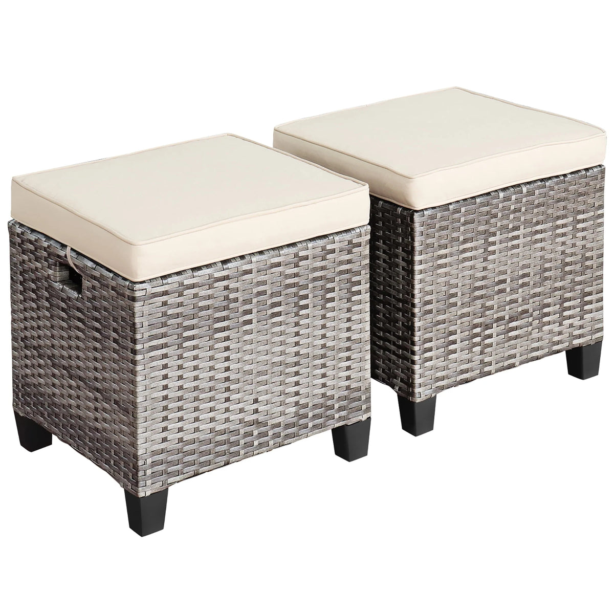 Turquoise Rattan Cushioned Ottoman K7948