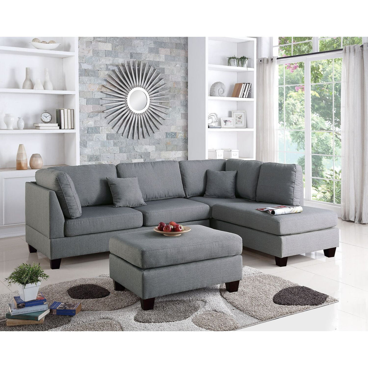 Reversible Sectional Sofa Set with Ottoman Q5147