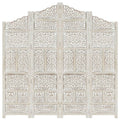 White 4-Panel Solid Mango Wood Room Divider T285