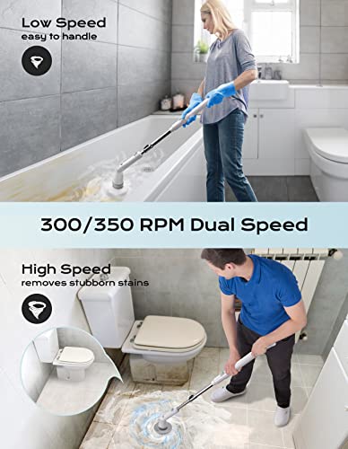 Cordless Electric Spin Scrubber with 2 Adjustable Speeds and 4 Replaceable Heads W52601