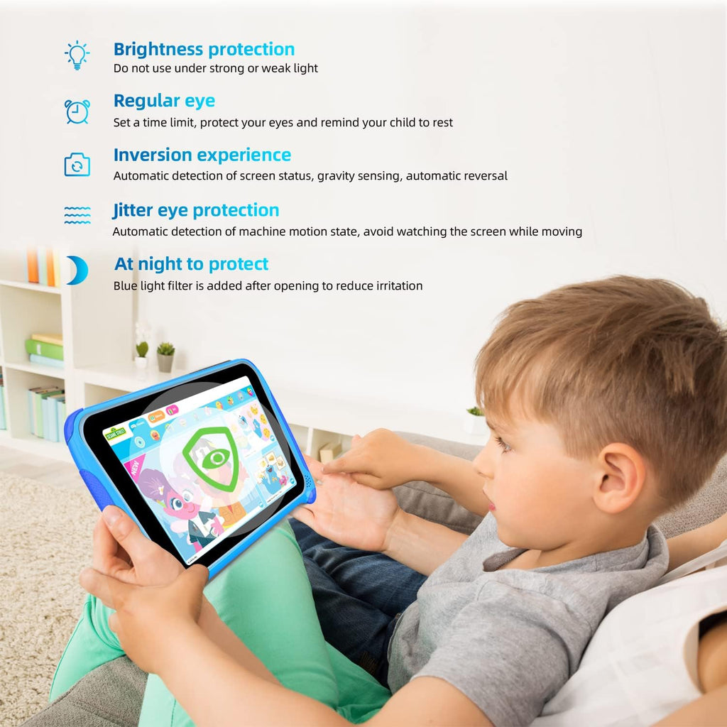 7 inch Kids Tablet Android 11 Quad Core 2GB RAM 32GB ROM Dual Camera WiFi Bluetooth Blue Pack of 2 O735756