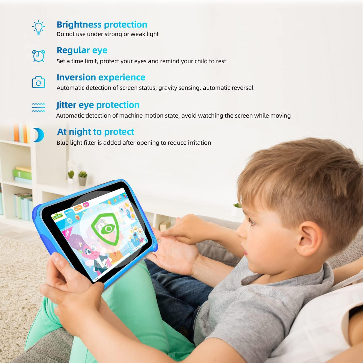 7 inch Kids Tablet Android 11 Quad Core 2GB RAM 32GB ROM Dual Camera WiFi Bluetooth Blue Pack of 2 O735756