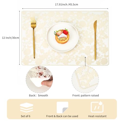 Gold Placemats Set of 6 Rectangle Vinyl Table Mats U3946