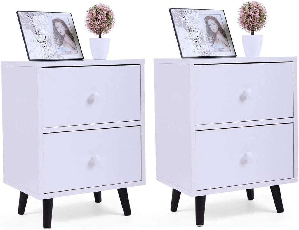 White 2 Drawer Nightstand H191