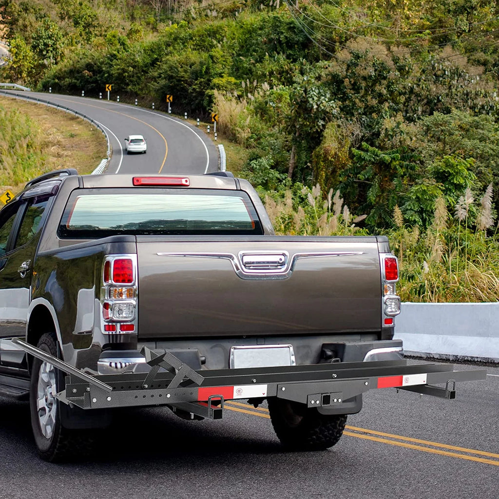 600LBS Steel Hitch Mount Motorcycle Carrier with Loading Ramp H1443