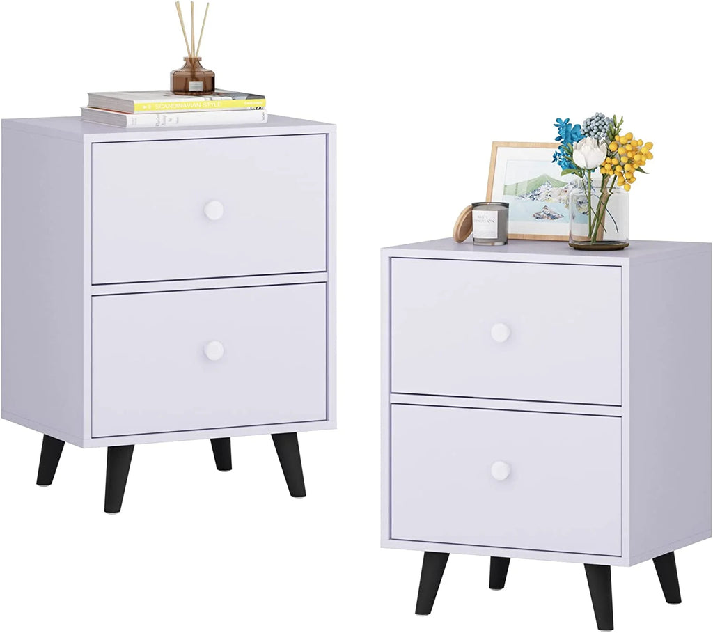 White 2 Drawer Nightstand H191