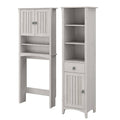 Linen White Oak Tall Cabinet and Over The Toilet Storage Cabinet H534