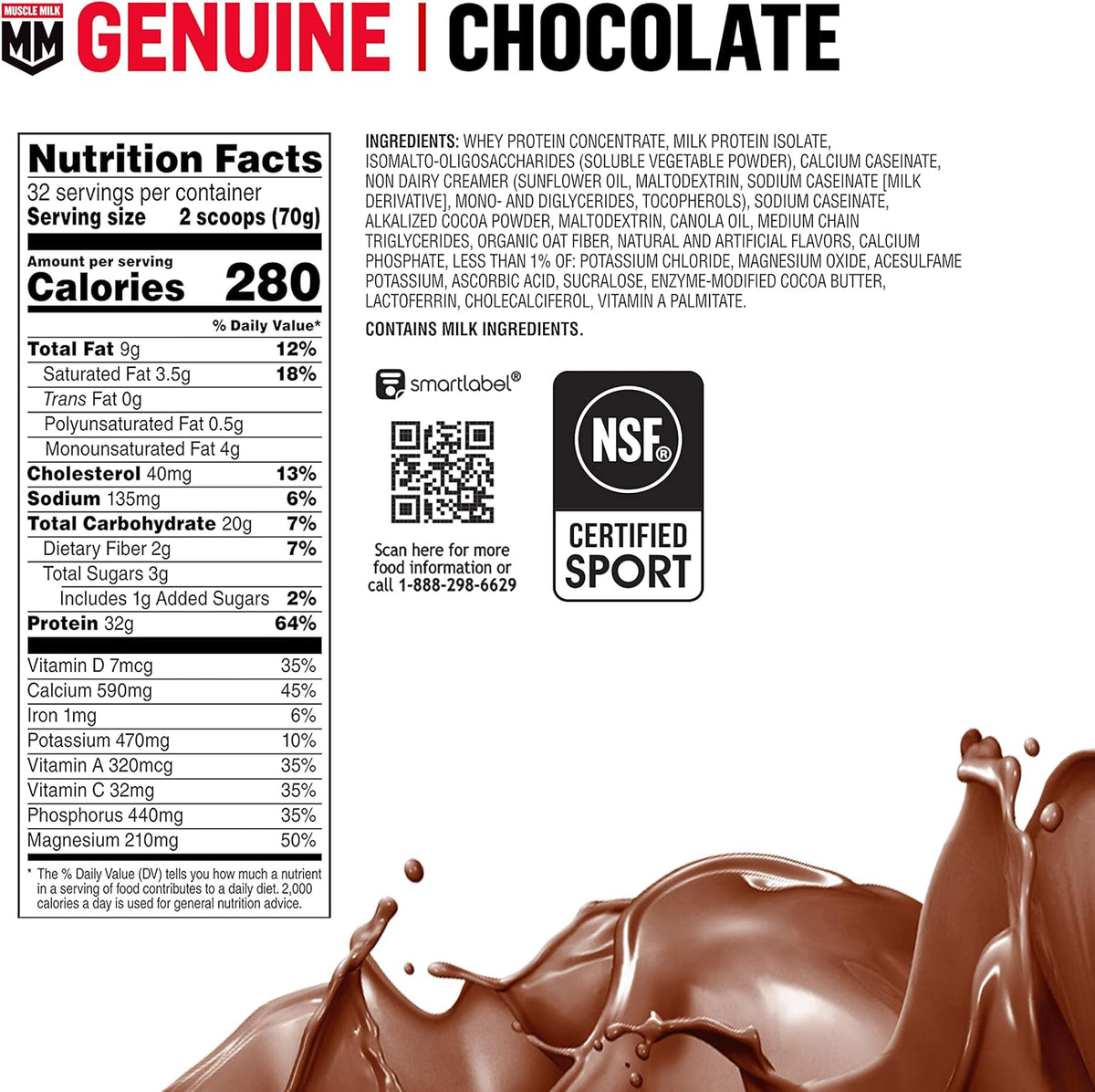 Chocolate Protein Powder, 4.94 Pound, 32 Servings A37530