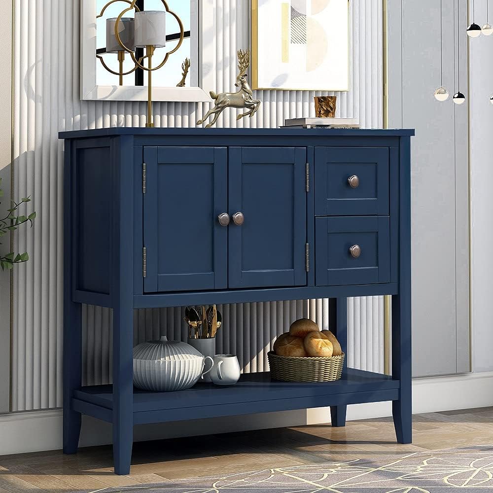 Green Wood Console Table with 2 Drawers K53441