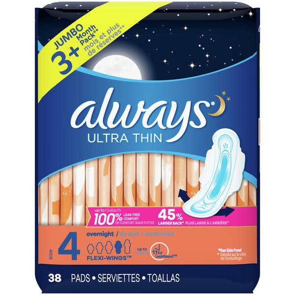 Ultra Thin Overnight Pads 38 ct U535